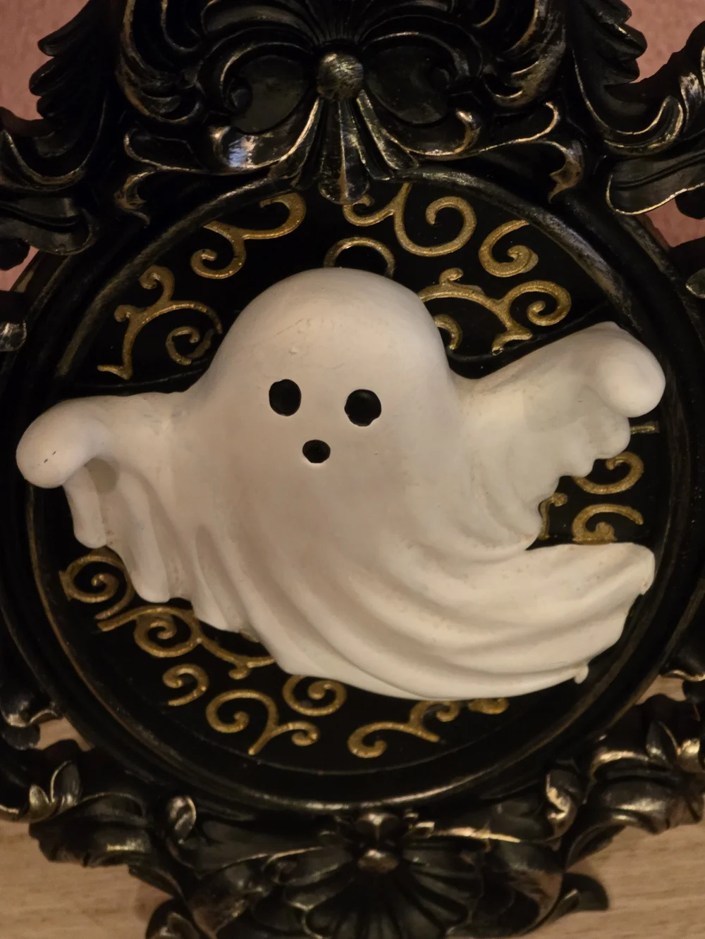 Halloween Ghost Table Top Decor - Black & White Ornate Frame